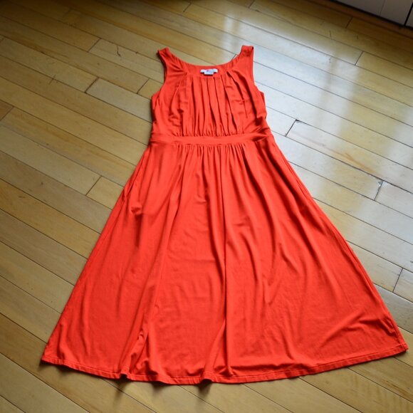 Boden Women's Sleeveless Smock Waist Midi Dress US 6R Orange - Picture 2 of 11